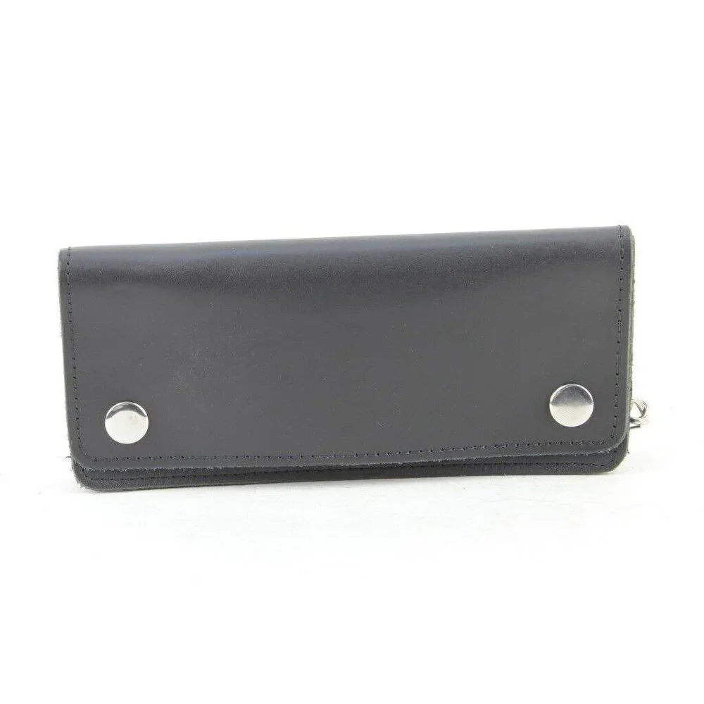 Men's Classic Genuine Premium Leather Snap Chain Trucker Biker Wallet Black NEW - Picture 5 of 9